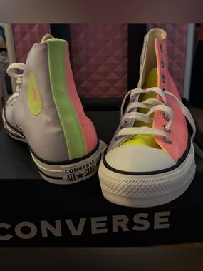 Converse All Star-Chuck Taylor’s-High Top Sneakers -Neon-Pink,Yellow,Lavender-10
